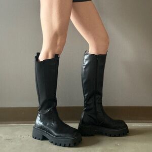 ASOS Black Chunky Platform Knee-High Boots